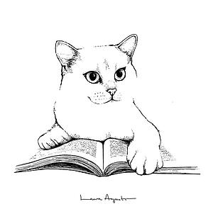 Cat and book (XS)