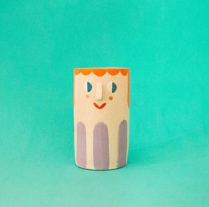 Girl with purple stripes vase