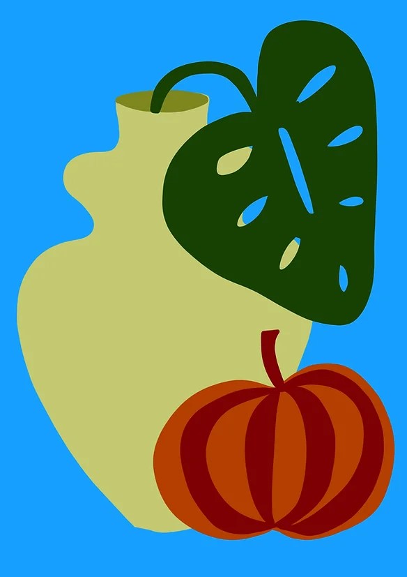 Pumpkin and monstera (L)