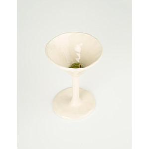 Martini Glass With Olive - White