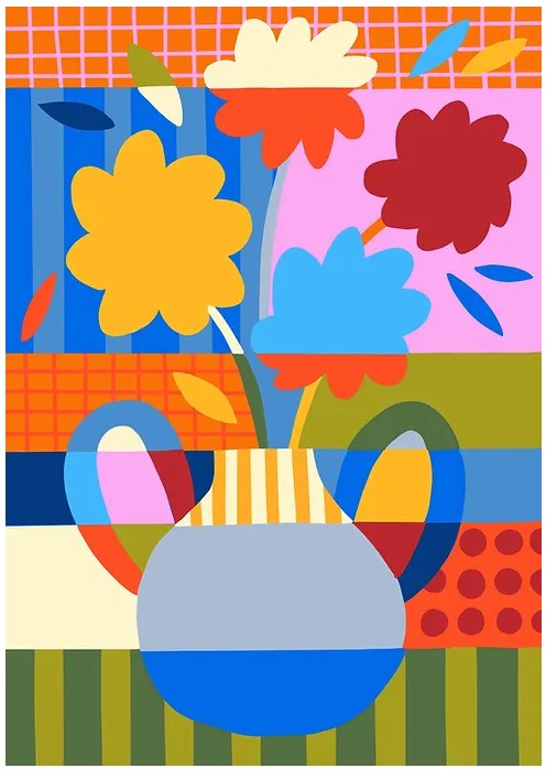 Colour block flower jar (L)