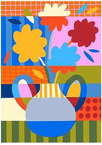 Colour block flower jar (L)