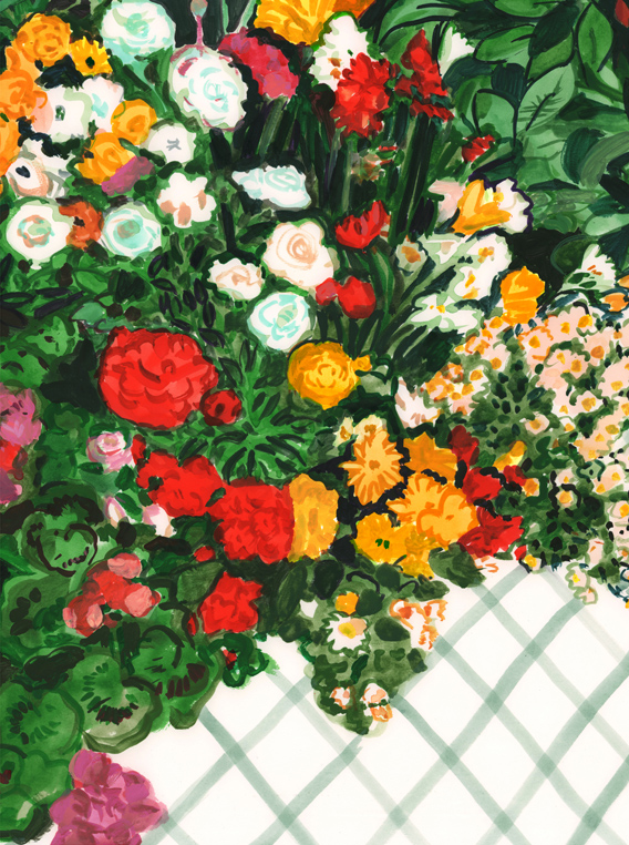 Colorful Flowers on the pavement